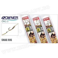 Шаранджийски куки с повод Owner Snag Rig готов монтаж